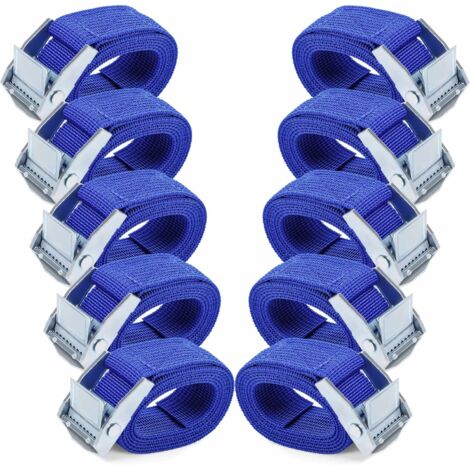 Sangles d'arrimage 1M - 10 Pièces Sangle Cliquet avec Boucles à Came Alliage Antirouille Réglable à Dégagement Rapide Sangle Arrimage pour Transport de Vélo Moto Bagage-Bleu