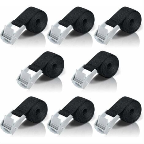 Sangles d'arrimage 1M, 8 pièces sangles à cliquet avec attaches en alliage de zinc pour fixer moto/voiture/porte-vélo/bagages/téléphone portable fermeture éclair tendeur de plaque de carte de