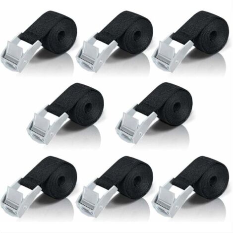 Sangles d'arrimage 1M, 8 pièces sangles à cliquet avec attaches en alliage de zinc pour fixer moto/voiture/porte-vélo/bagages/téléphone portable fermeture éclair tendeur de plaque de carte de