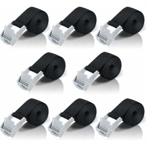 Sangles d'arrimage 1M, 8 pièces sangles à cliquet avec attaches en alliage de zinc pour fixer moto/voiture/porte-vélo/bagages/téléphone portable fermeture éclair tendeur de plaque de carte de