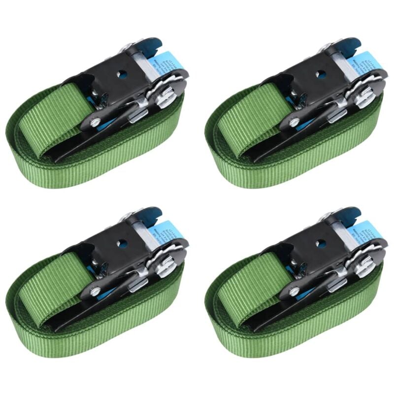 Sangles d’arrimage à cliquet 4 pcs 800 daN 6 m Vert vidaXL