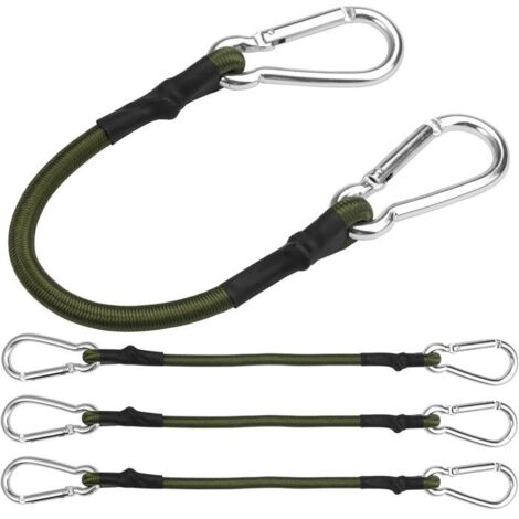 Sangles d'arrimage avec mousqueton - 30 cm - Lot de 4 - Vert - Tendeur de bagages - Cordon élastique pour auvents, voiles QIEDOVIEY
