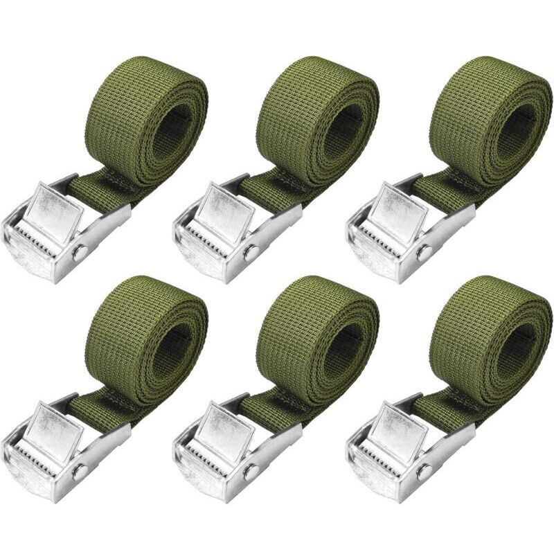 Linghhang – Sangles d'arrimage 1 m – Lot de 6 sangles à cliquet 25 mm – Charge 250 kg – Polypropylène pour transport sécurisé