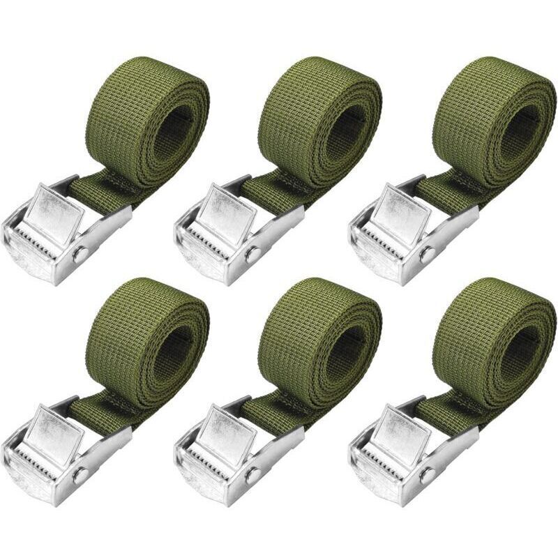 Sangles d'arrimage de 1 m - Lot de 6 Courte Sangle a Cliquet avec Boucle de Serrage 25mm 250kg Sangle Porte Velo, Sangle Moto Extrêmement Robustes