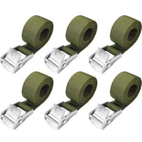 Sangles d'arrimage de 1 m - Lot de 6 Courte Sangle a Cliquet avec Boucle de Serrage 25mm 250kg Sangle Porte Velo, Sangle Moto Extrêmement Robustes