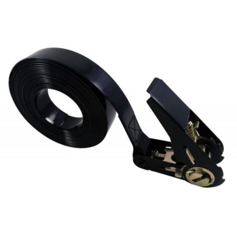 Sangles d'arrimage polyester enduite polyuréthane noir à cliquet epoxy noir largeur 25 mm, longueur 5 m - LECUYER