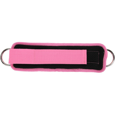 Sangles de cheville fitness réglables en néoprène avec double anneau D pour machine à câble (Rose)