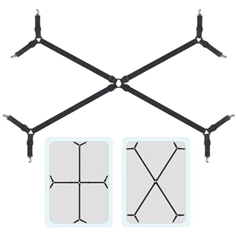 Sangles de drap de lit, sangles réglables pour tenir de longs draps Clips de drap de lit, tendeur de drap-housse avec 8 clips pour housse de coussin