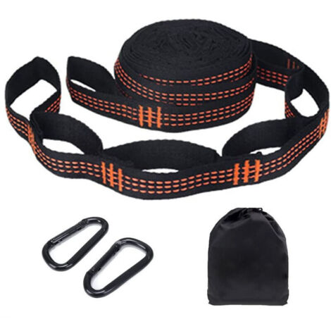 Sangles de Hamac pour Arbre avec 2 Cordes Hamac de 280cm2,5cm and 2 Mousquetons de Fer kit de Fixation Hamac pour Balançoire Camping avec Capacité de Charge de 200 kg Respectueux des Arbres