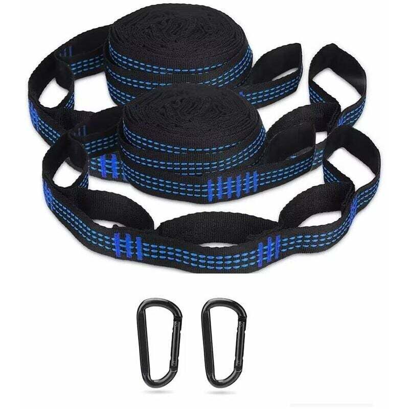 Sangles de Hamac pour Hamac, Fauteuil Suspendu, Balançoire, Fixation Hamac de Camping, Randonnée, Extérieur avec 2 Cordes Hamac + 2 Mousquetons à
