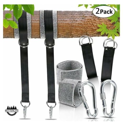Sangles de Hamac Sangles de Suspension pour Balançoire, 150cm Sangles Hamac d'extérieur avec Mousquetons de Sécurité pour Balançoire d'arbre et Hamacs Max.