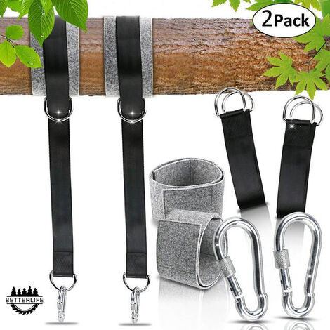 Sangles de Hamac Sangles de Suspension pour Balançoire, 150cm Sangles Hamac d'extérieur avec Mousquetons de Sécurité pour Balançoire d'arbre et Hamacs Max. BETTERLIFE