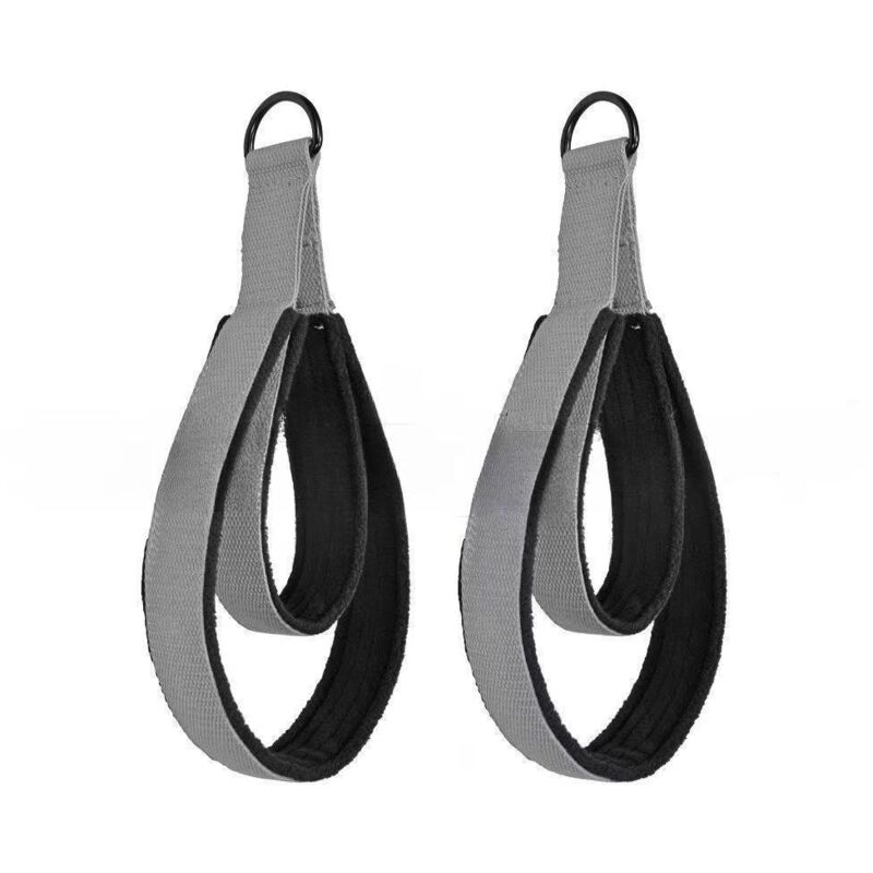 Sangles de Pilates - Sangles à double anneau en D pour Reformer Pilates, rembourrées, pour l'entraînement à domicile, lot de 2, grises