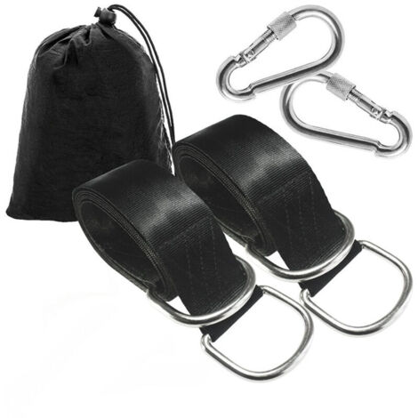 Sangles de suspension pour balançoire d'arbre, balançoires en corde pour arbre, kit de suspension avec mousquetons de sécurité, terylene, convient à toutes les balançoires et hamacs,  5cm1.2m