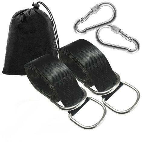Sangles de suspension pour balançoire d'arbre, balançoires en corde pour arbre, kit de suspension avec mousquetons de sécurité, terylene, convient à toutes les balançoires et hamacs,  5cm1.5m