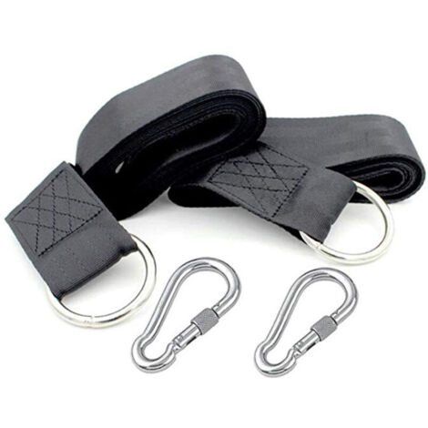 Sangles de suspension pour balançoire d'arbre, balançoires en corde pour arbre, kit de suspension avec mousquetons de sécurité, terylene, convient à toutes les balançoires et hamacs,  5cm1.5m.