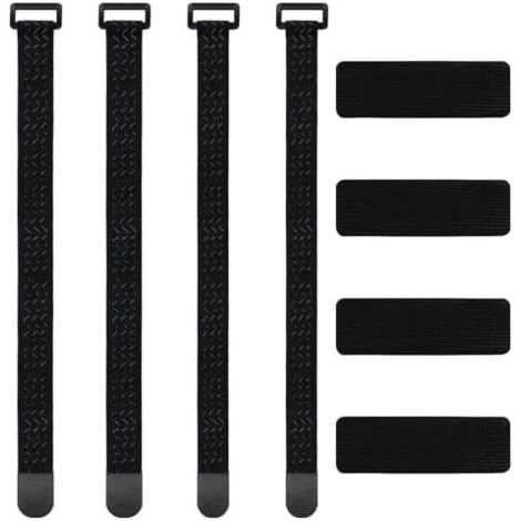 Sangles Élastiques, Lot de 4 Vélo Elastiques avec Fermtures Crochet et Boucle, Sangle Élastique Boucle Anti-Glisse pour Organisation Câbles Tubes Vélos, 2 Tailles -