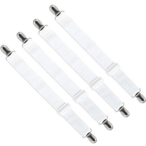 Sangles réglables pour drap-housse (65 cm à 200 cm), attache, sangle réglable pour drap, canapé, housse de table à repasser (blanc, lot de 4)