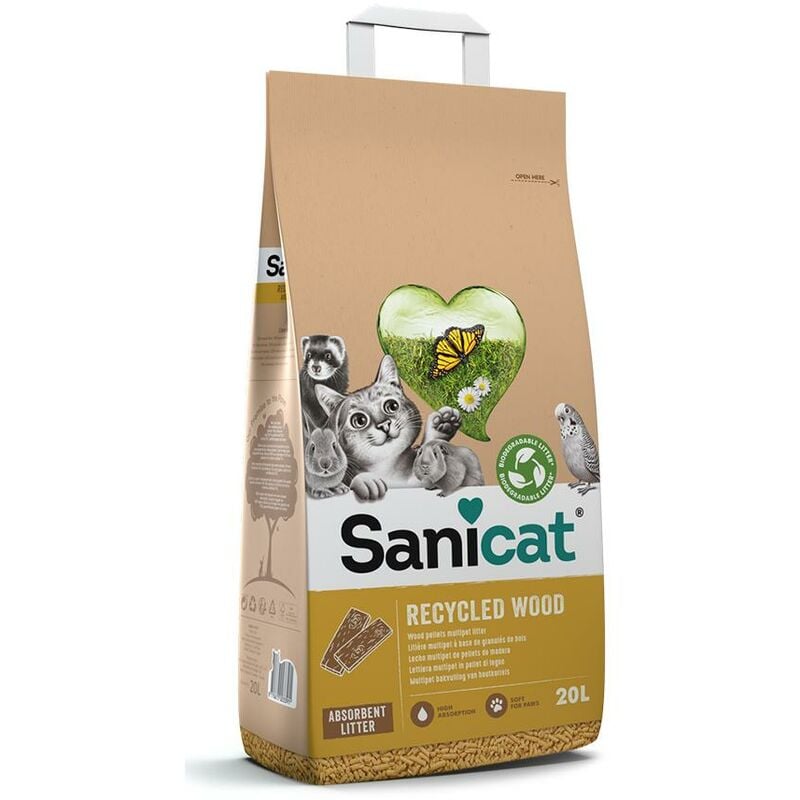 

Recycled Wood Pellets 20L Lecho madera reciclada para gatos y resto de mascotas - Sanicat