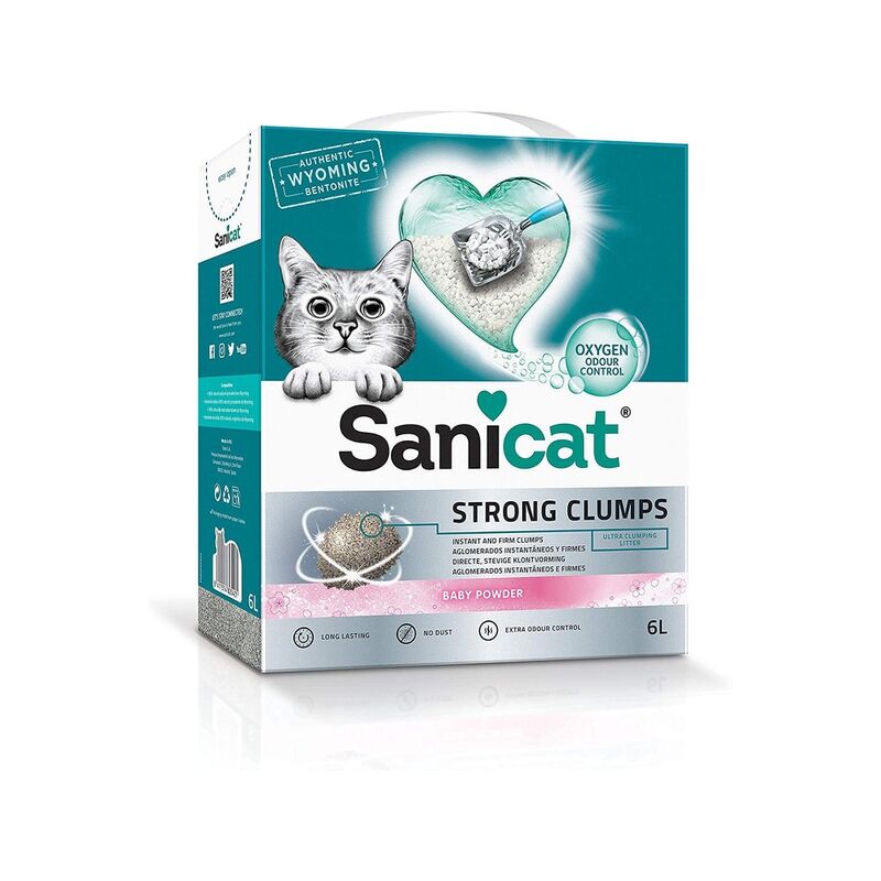 

Sanicat Strong Clumps 6l Arena natural para gatos control olor