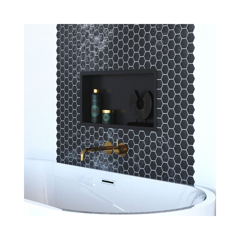 Hide luxe niche encastrable - 30x60x10cm - avec cadre d'étanchéité - noir mat - Saniclass