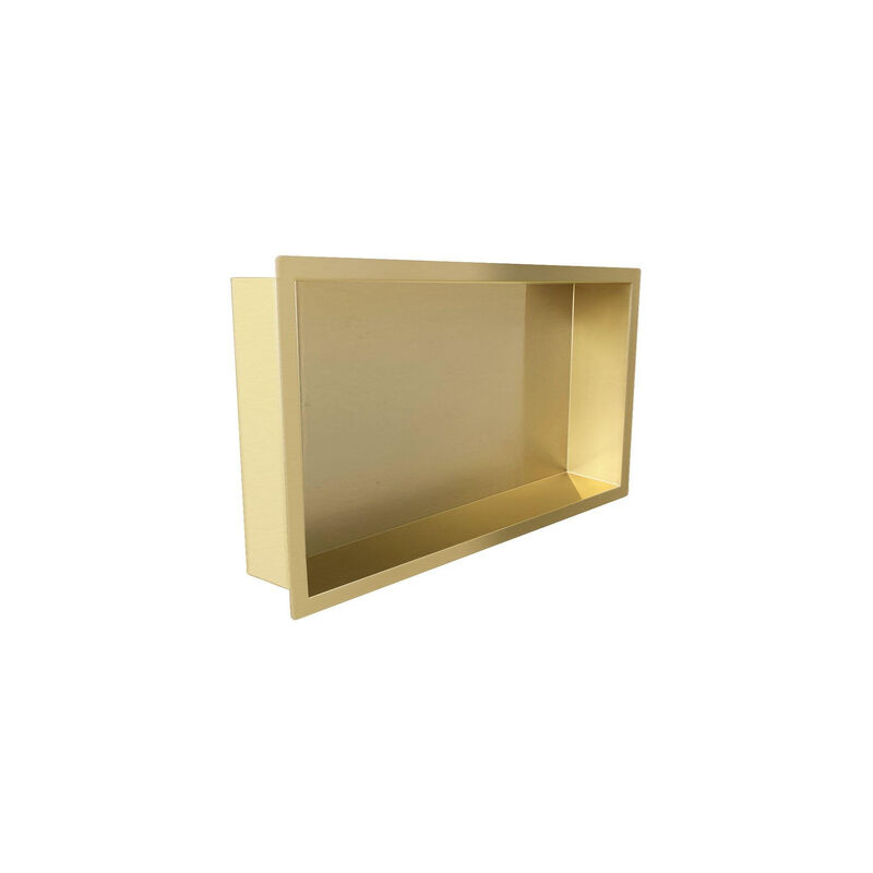 Hide Niche de salle de bains encastrable 30x60x10cm inox avec cadre Or brossé - Saniclass