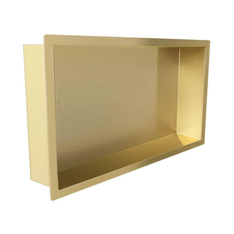 Saniclass Hide Niche de salle de bains encastrable 30x60x10cm inox avec cadre Or brossé