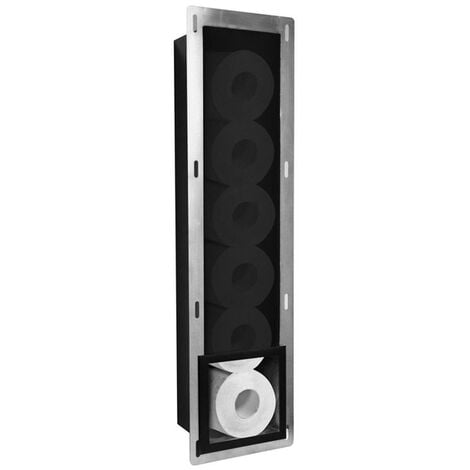 Saniclass Hide Porte-papier toilette réserve Inox Noir mat
