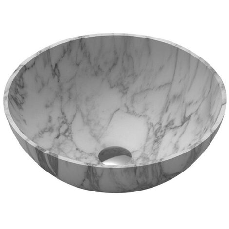 Saniclass Java Acrylique Vasque - 42x42x15cm - rond - marbre - blanc