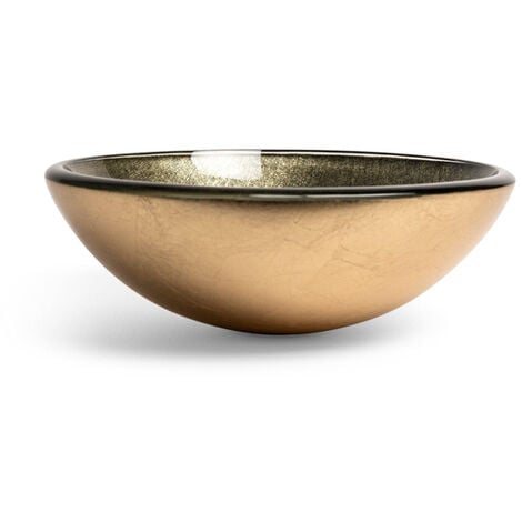 Saniclass Pesca Limone Vasque à poser - 30x10,5cm - rond - verre trempé - or vert