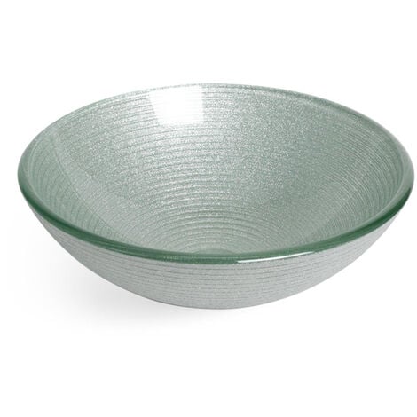 Saniclass Pesca Mela Vasque à poser - 42x14,5cm - rond - verre trempé - blanc gris