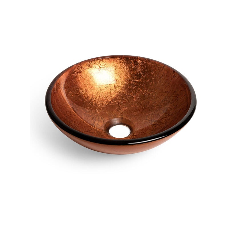 Pesca Vasque à poser - 30x10,5cm - rond - verre trempé - marron rouge - Saniclass