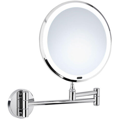 Saniclass Pro Miroir de maquillage 7x grossissant mural 20cm avec éclairage chrome - chrome