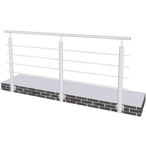 SANILAND Kit garde-corps balustrade pour escalier - Longueur 2m avec 5 traverses, fixation latérale intérieure et extérieure