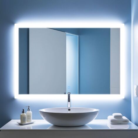SANILAND Miroir Anti-buée avec Éclairage LED Intégré, Installation Verticale ou Horizontale, Dimensions 100x60