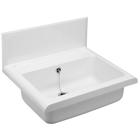 Sanit (Groupe Nicoll/Aliaxis) Wasserstation mit spritzwassergeschützter Rückwand Hochwertiges Polypropylen, Überlauf, 55x45 cm