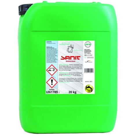 Sanit Stein-Löser Entkalkungs- und Reinigungsmittel auf Basis von Salzsäure zum Lösen von Kalk und Kesselstein, 20kg Kanister