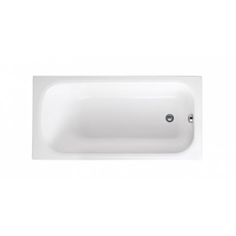 Sanitaire – Baignoire simple acrylique blanche 105x70 cm – Rectangulaire à encastrer – Capacité 132L – Pieds réglables jusqu'à 15 cm