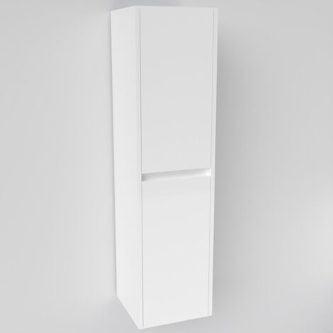 Sanitaire – Colonne de salle de bain 135x35x35 cm – Panneaux de particules 18 mm – Finition blanc brillant – 2 portes avec fermeture assistée