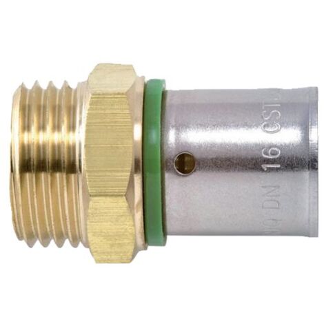 Sanitaire-Distribution – Raccord à sertir pour PER droit à visser M 16-12x17 – Acier inoxydable – Fixation par sertissage – Haute résistance mécanique