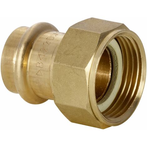 Sanitaire-Distribution – Raccord laiton à sertir Femelle écrou libre Ø14mm – Taraudage 1/2' – Pression jusqu'à 16 bar – Température -35°C à 110°C