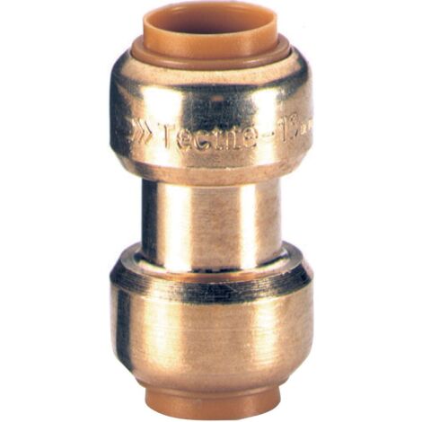 Sanitaire-Distribution – Raccord laiton tectite instantané manchon égal 14mm – Femelle/Femelle – Compatible tubes cuivre et PER – Installation rapide