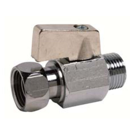 Sanitaire-Distribution – Robinet d'arrêt droit boisseau 1/4 de tour – Diamètre 3/8'' – Corps laiton chromé – Poignée ABS chromé pour alimentation WC