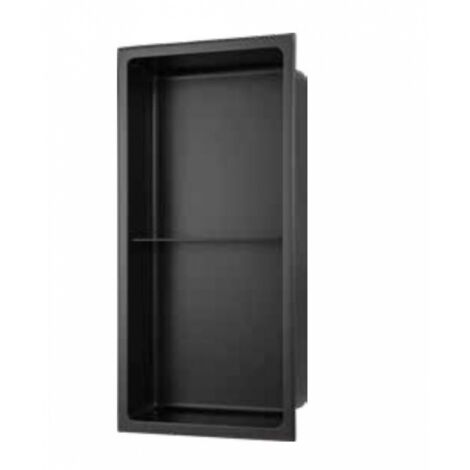 Sanitaire – Niche murale de douche en acier inoxydable noir mat – Étagère encastrable 60x30cm – Installation verticale/horizontale – Facile à nettoyer