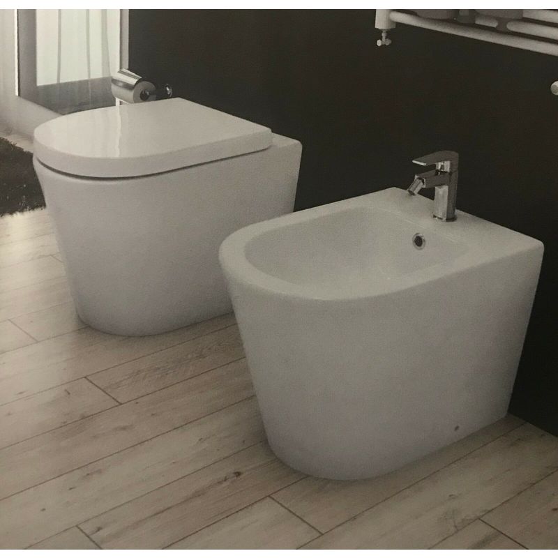 Sanitari A Filo Muro.Sanitari A Terra Filo Muro Parete Wc Bidet Ceramica Sedile Soft Close Design 94003