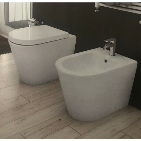 Wc Filo Parete Dolomite.Sanitari A Terra Filo Muro Parete Wc Bidet Ceramica Sedile Soft Close Design 94003