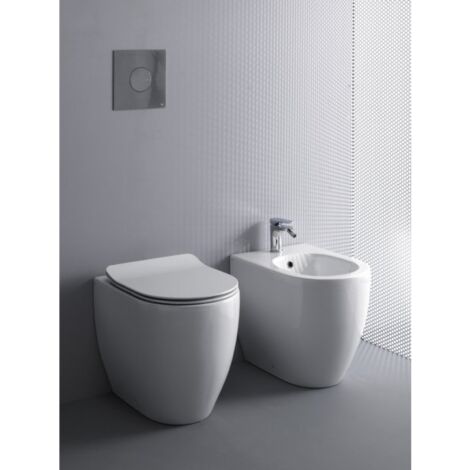 Sanitari filo parete vaso rimless, bidet monoforo coprivaso soft close bianco Axa Glomp