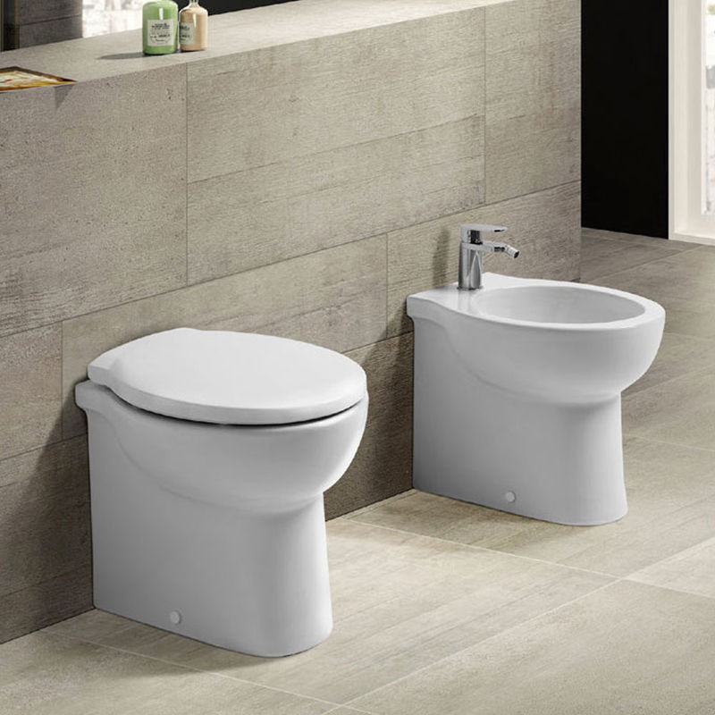 Sanitari Nero Ceramica Prezzi.Sanitari Filoparete Modello Nero Ceramica Skill 48 In Ceramica Wc Bidet E Sedile Soft Close Skill48fm