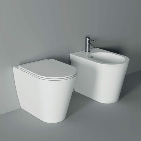 Sanitari Hide Round filomuro senza brida cm. 57x37 con sedile