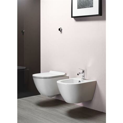 Sanitari Pura mini sospesi senza brida salvaspazio cm 50 con